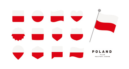 Poland flag icon set vector illustration