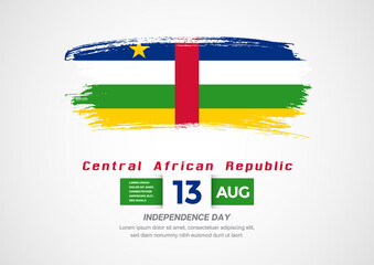 Fototapeta premium Happy Independence Day of Central African Republic. Abstract country flag on hand drawn brush stroke vector patriotic background