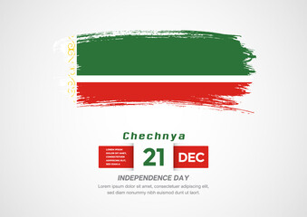 Happy Independence Day of Chechnya. Abstract country flag on hand drawn brush stroke vector patriotic background