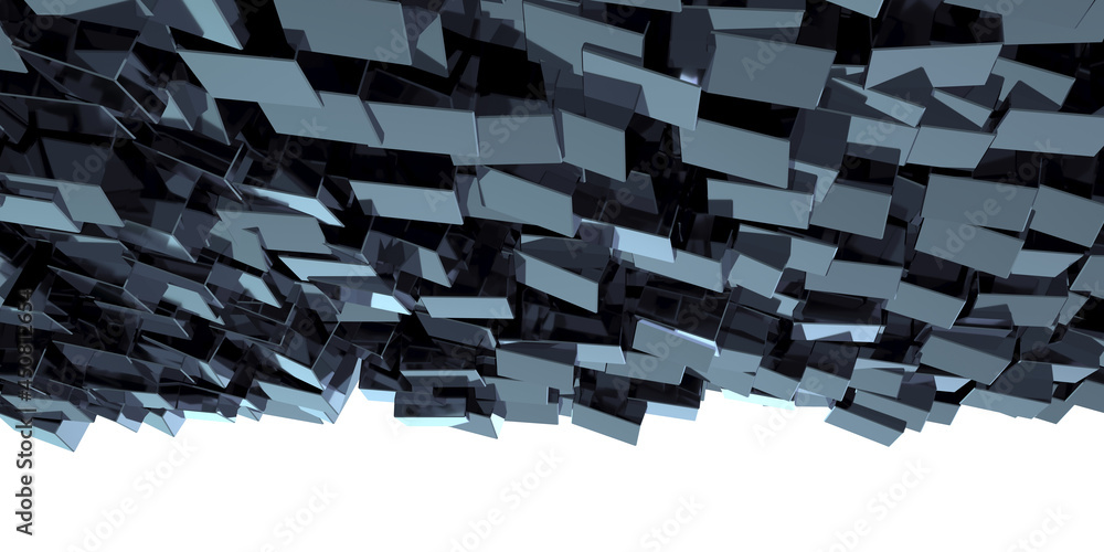 Poster technology theme background. a dark texture made from randomly arranged shiny metallic cubes. for wa