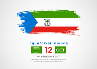 Fototapeta premium Happy Independence Day of Equatorial Guinea. Abstract country flag on hand drawn brush stroke vector patriotic background