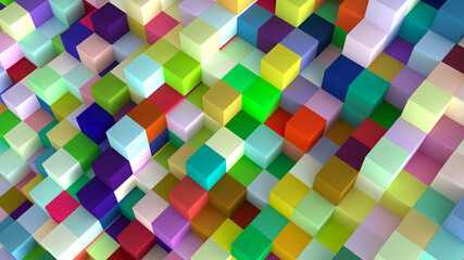 Volumetric colored cubes at different levels as a background and design