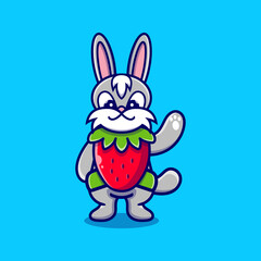 cute bunny wear costume strawberry