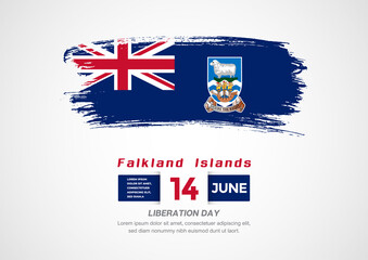Obraz na płótnie Canvas Happy Liberation Day of Falkland Islands. Abstract country flag on hand drawn brush stroke vector patriotic background