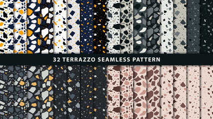 Set of terrazzo seamless patterns. Terrazzo floor pattern. Terrazzo seamless pattern. Collection of terrazzo pattern