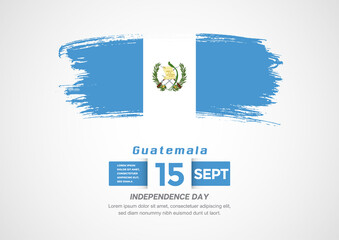 Happy Independence Day of Guatemala. Abstract country flag on hand drawn brush stroke vector patriotic background