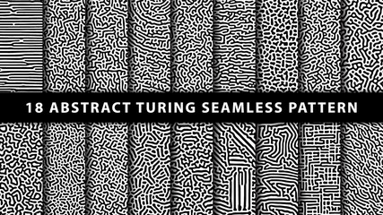 Collection of turing abstract seamless pattern. Premium Vector