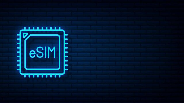 eSIM Embedded SIM card icon symbol concept. new chip mobile cellular communication technology. Motion graphics.