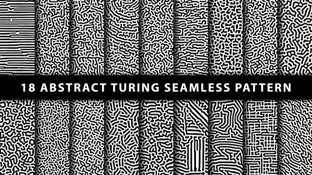 Collection of turing abstract seamless pattern. Premium Vector