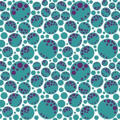 Seamless abstract geometry pattern. Simple background blue and purple circles. White background. Designed for textile fabrics, wrapping paper, background, wallpaper, cover.