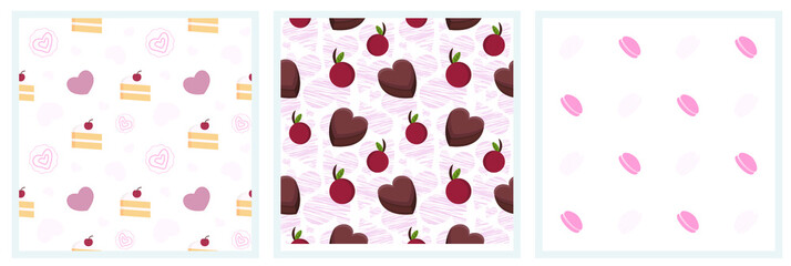sweet desserts pattern transparent on a white background