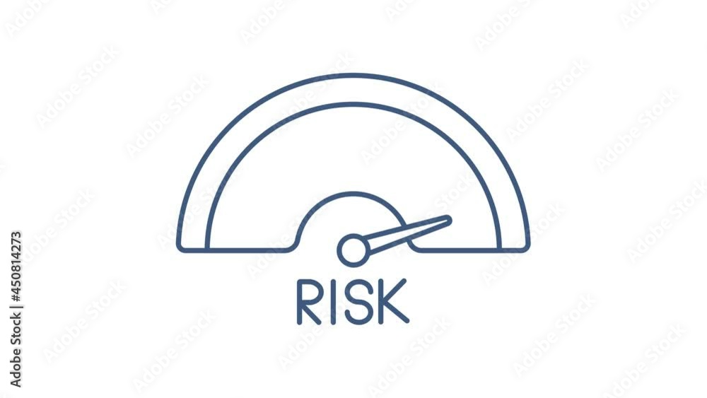 Poster risk icon on speedometer. high risk meter. motion graphics.