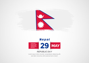 Happy Republic Day of Nepal. Abstract country flag on hand drawn brush stroke vector patriotic background