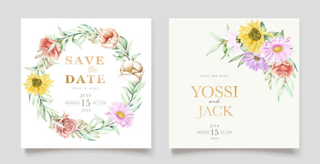 Fototapeta na wymiar Blooming Floral Spring Invitation Card Set_6