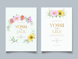 Fototapeta na wymiar Blooming Floral Spring Invitation Card Set_5