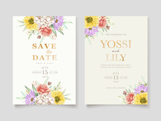 Fototapeta na wymiar Blooming Floral Spring Invitation Card Set_4