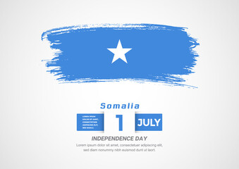 Obraz na płótnie Canvas Happy Independence Day of Somalia. Abstract country flag on hand drawn brush stroke vector patriotic background