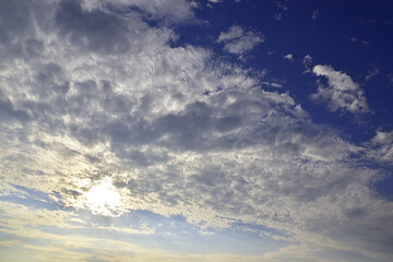 Translucent clouds obscure the sun.