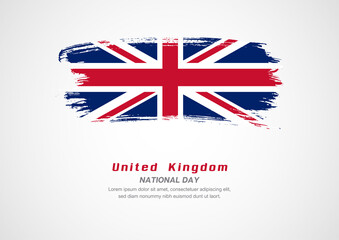 Happy National Day of United Kingdom. Abstract country flag on hand drawn brush stroke vector patriotic background