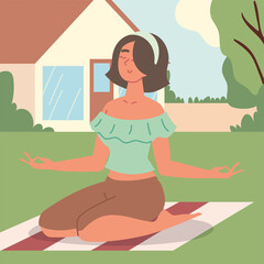 Obraz na płótnie Canvas relaxing woman meditating