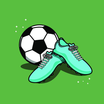 cartoon football, ball and shoes cartoon Vector Icon Illustration. Science Technology Icon Concept Isolated Premium Vector. Flat Cartoon Style