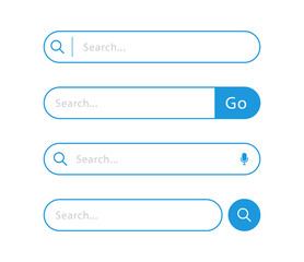 Fototapeta premium Search bar for ui and web site. Collection search boxes vector element design. Search address fields. Search forms for websites.