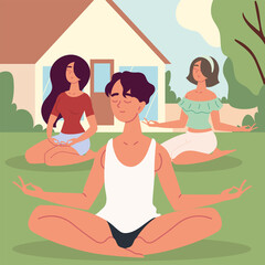 people practicing meditation