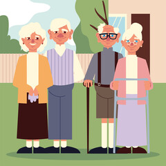 grandparents couples cartoon