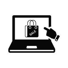 Online, bag, ecommerce icon. Black vector graphics.