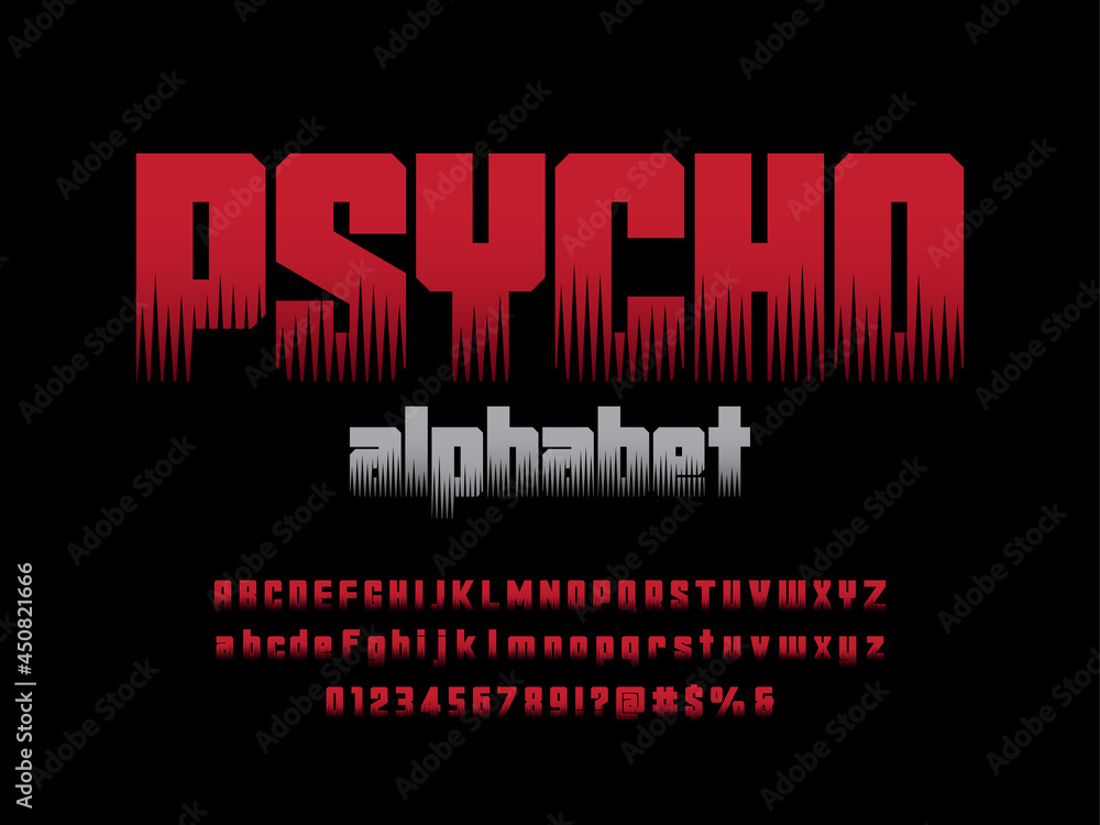 Poster modern abstract alphabet design with uppercase, lowercase, numbers and symbol