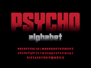 Modern abstract alphabet design with uppercase, lowercase, numbers and symbol