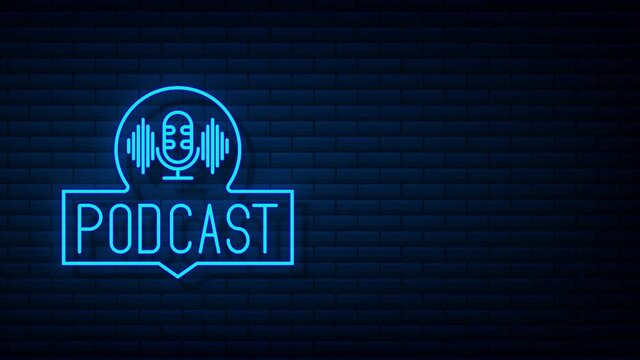 Podcast. Badge, icon stamp logo. Motion graphics.