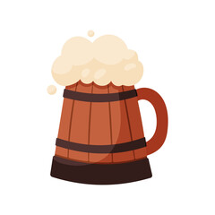 Flat design cartoon beer illustration. Oktoberfest element