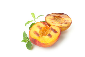 Fototapeta na wymiar Tasty grilled peach isolated on white background