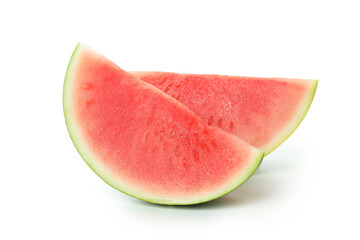 Juicy watermelon slices isolated on white background
