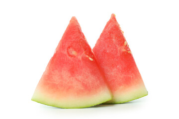 Juicy watermelon slices isolated on white background