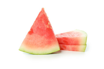 Juicy watermelon slices isolated on white background