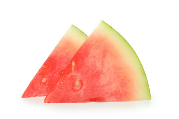 Juicy watermelon slices isolated on white background