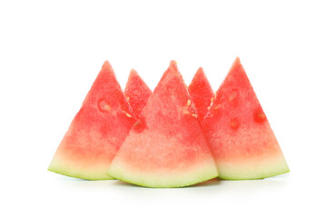 Juicy watermelon slices isolated on white background