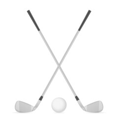 Golf clubs and ball