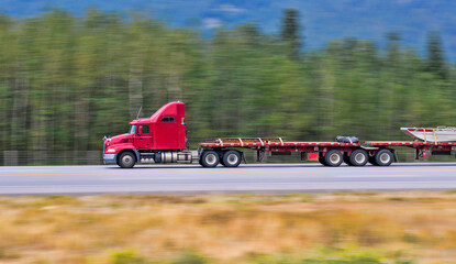 Heavy cargo on the road. A truck hauling freight