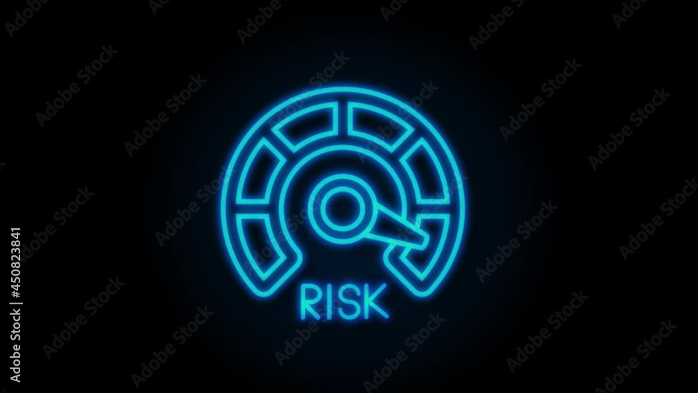 Poster risk icon on speedometer. high risk meter. motion graphics.