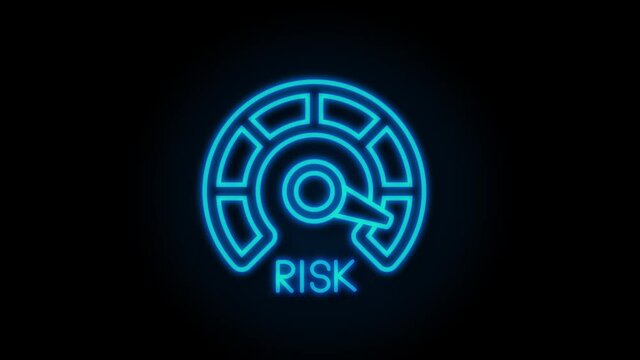 Risk icon on speedometer. High risk meter. Motion graphics.