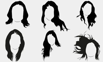 A set of girls hair silhouettes new eps and victor collections