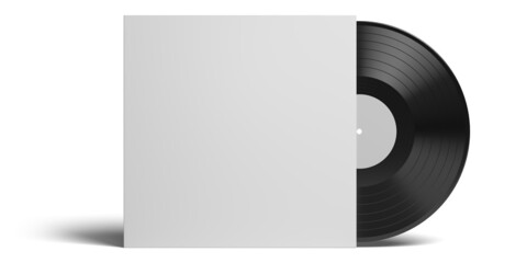 Vinyl record in cardboard cover mockup isolated