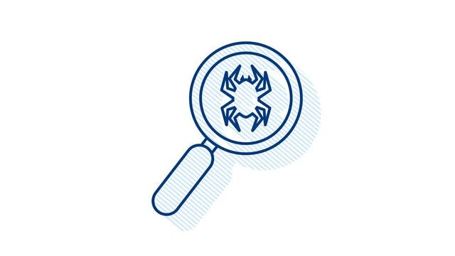 Search virus computer in flat style. Protection symbol. Internet technology. Data protection. Motion graphics.