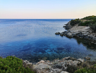 Sunset View with rocks and beautiful calm sea