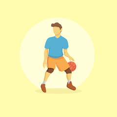 Fototapeta na wymiar Basketball Player Vector in Flat Design Illustration