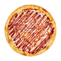 pizza with chicken and bacon sauce isolate on white background