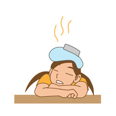 氷のうを頭に乗せた子供